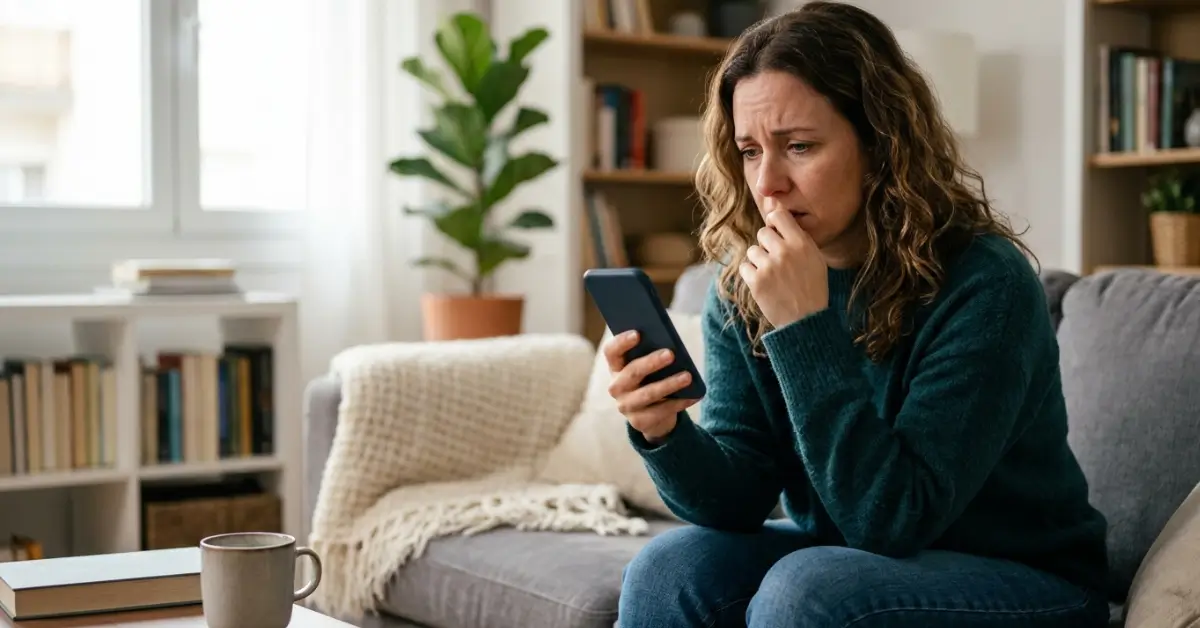 apego ansioso - pessoa olhando o celular esperando mensagem com ansiedade